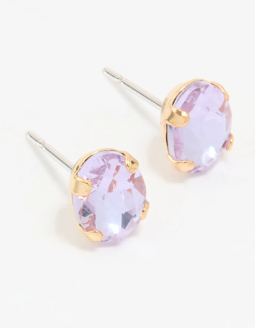 Gold Purple Diamante Oval Stud Earrings sold by lovisa