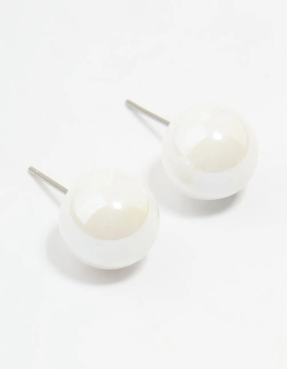 White Acrylic Ball Stud Earrings sold by lovisa