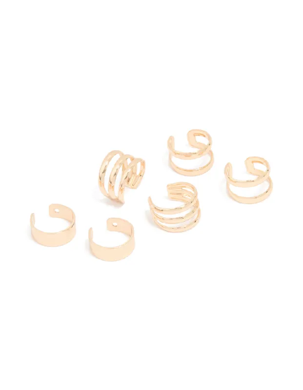 Gold Stacked Ear Cuffs 6-Pack sold by lovisa