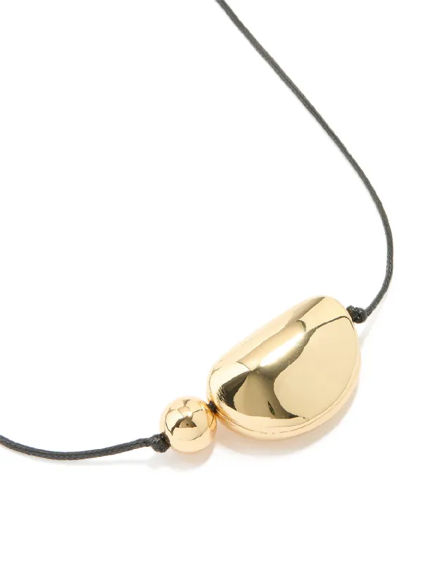 Gold Plated Large Pebble Cord Necklace sold by lovisa