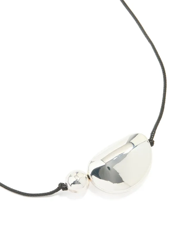 Silver Plated Pebble Cord Large Pendant Necklace sold by lovisa