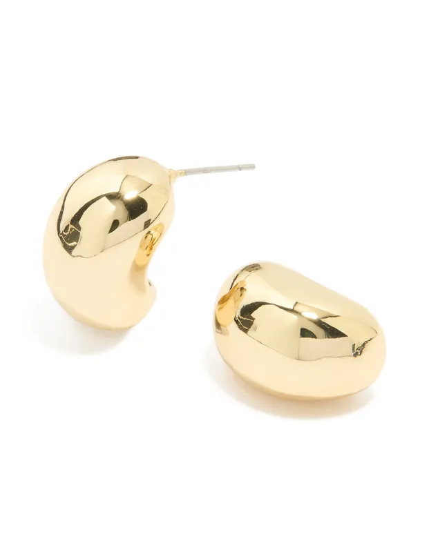 Gold Plated Brass Pebble Large Hoop Earrings sold by lovisa