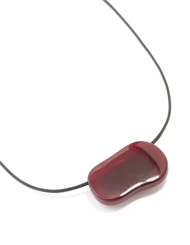 Burgundy Acrylic Large Pebble Cord Pendant Necklace sold by lovisa