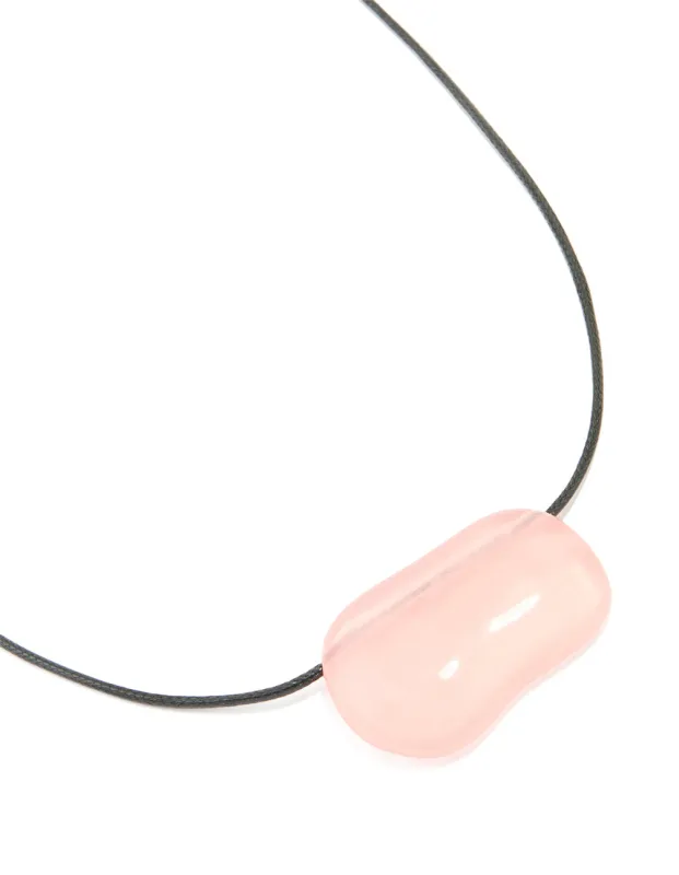 Pink Acrylic Pebble Large Cord Pendant Necklace sold by lovisa