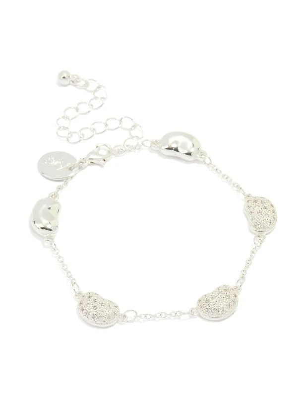 Silver Plated Brass Cubic Zirconia Pebble Charm Bracelet sold by lovisa