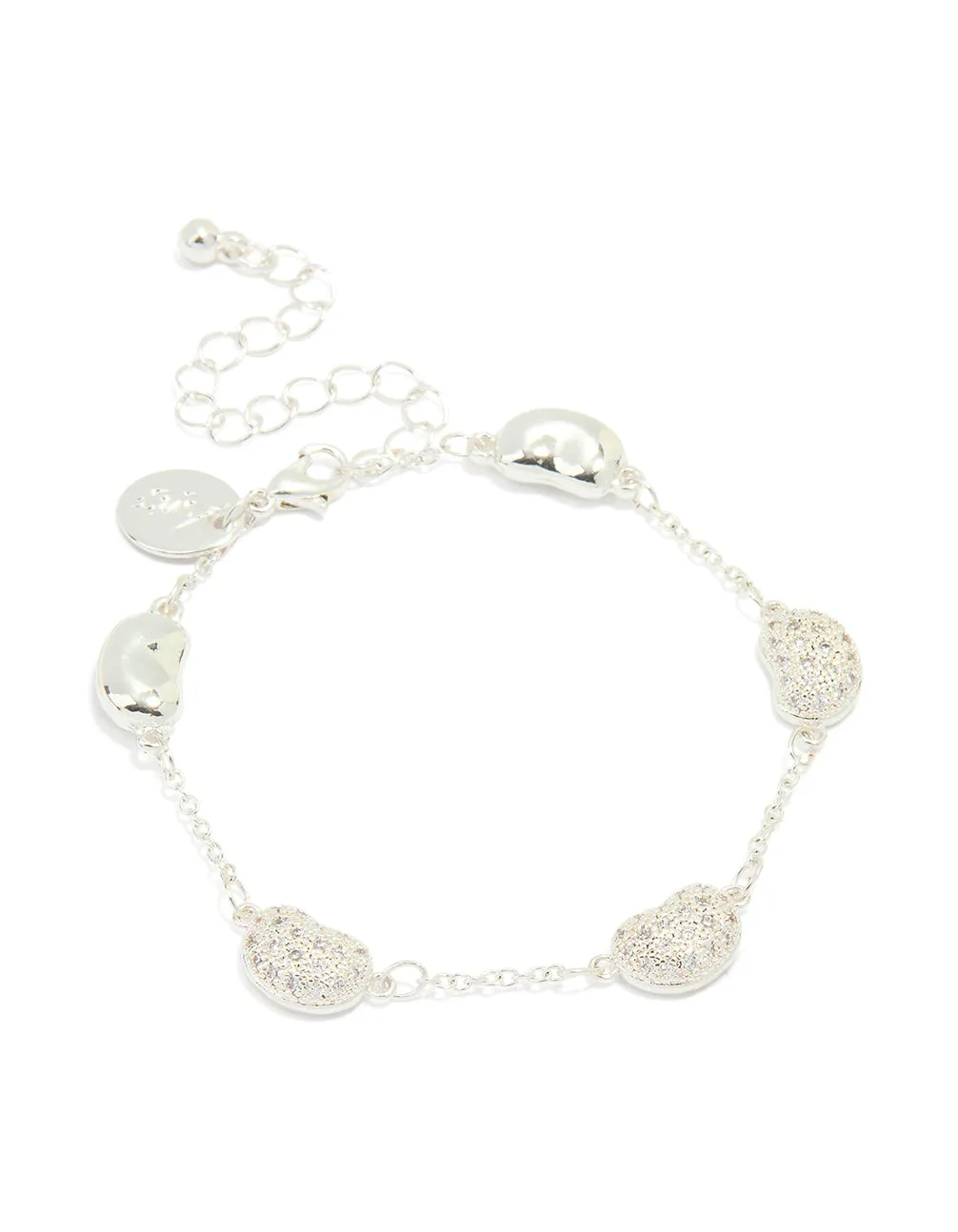 Silver Plated Brass Cubic Zirconia Pebble Charm Bracelet sold by lovisa