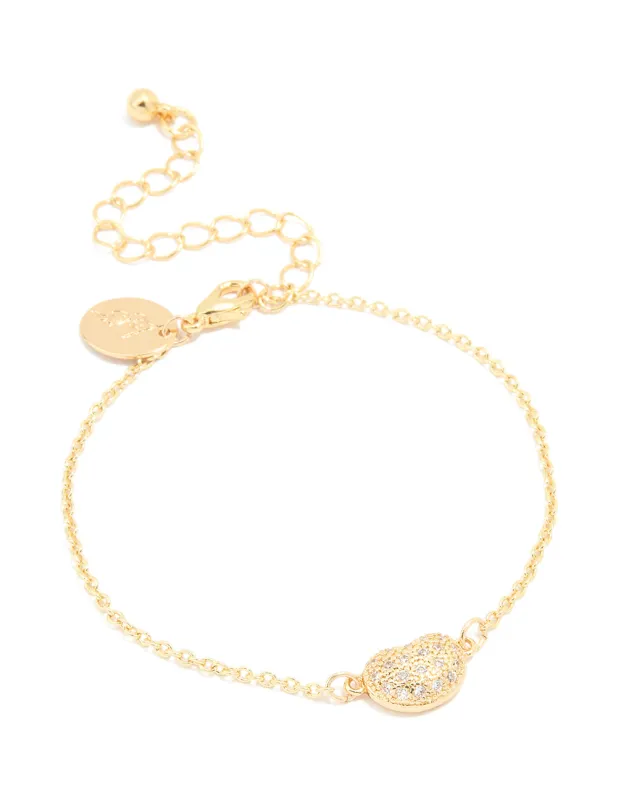 Gold Plated Brass Cubic Zirconia Single Pebble Bracelet sold by lovisa