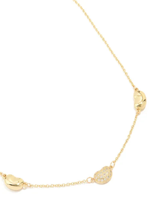 Gold Plated Cubic Zirconia Triple Pebble Pendant Necklace sold by lovisa