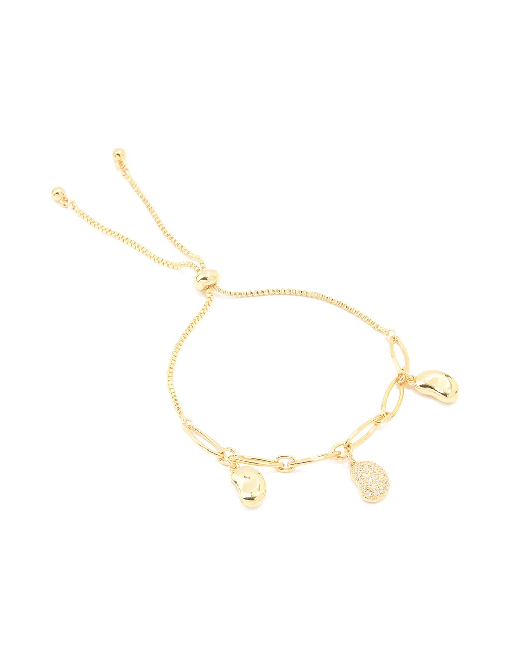 Gold Plated Brass Cubic Zirconia Triple Pebble Toggle Bracelet sold by lovisa