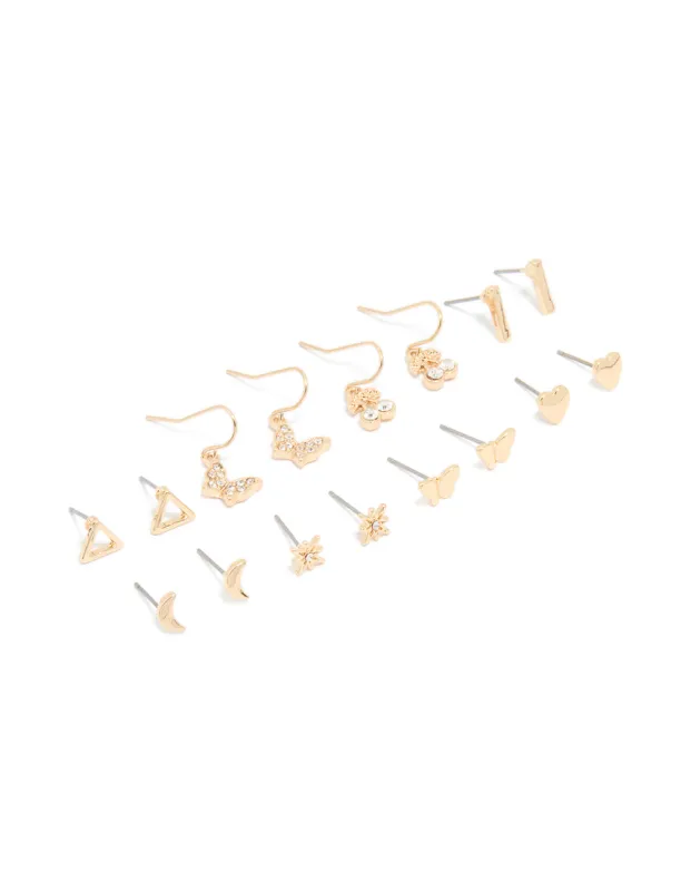 Gold Mixed Diamante Cherry Earrings 8-Pack sold by lovisa