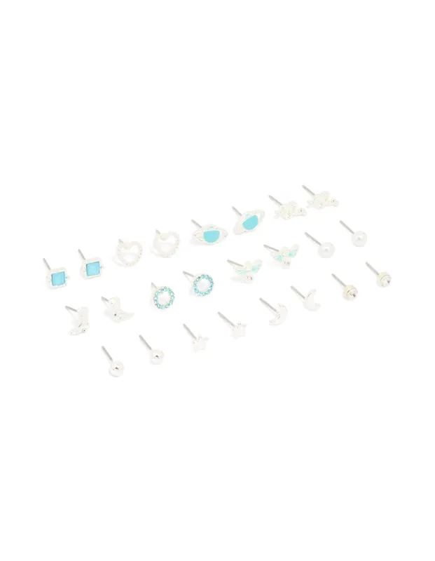 Western Silver Stud Earrings 12-Pack sold by lovisa