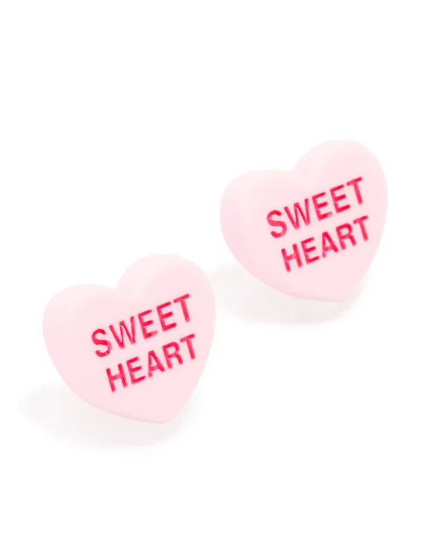 Acrylic Candy 'Sweet Heart' Stud Earrings sold by lovisa