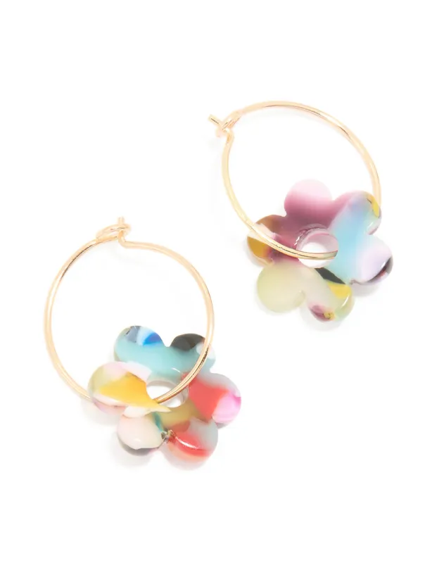 Gold Marble Acrylic Flower Rondell Earrings sold by lovisa