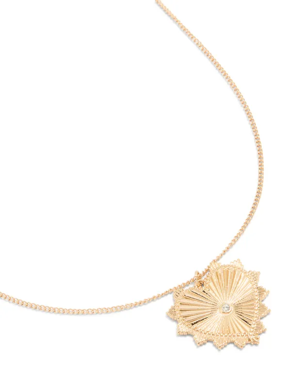Gold Textured Heart Necklace sold by lovisa