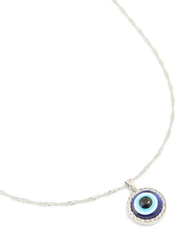 Silver Turkish Evil Eye Pendant Necklace sold by lovisa