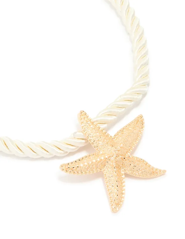 Gold White Rope Starfish Necklace sold by lovisa