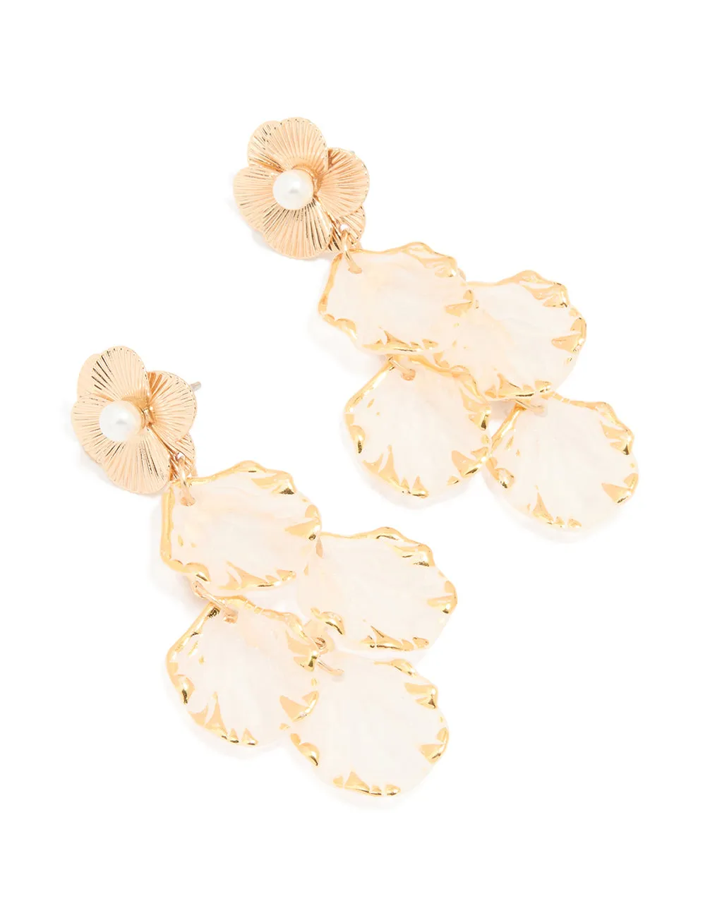 Gold Petal Drop Stud Earrings sold by lovisa
