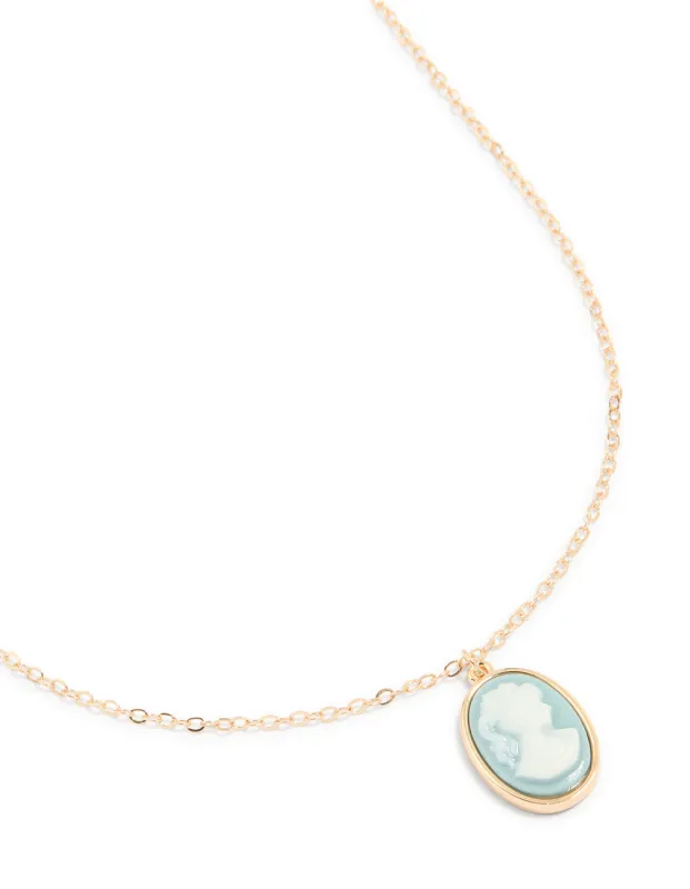 Gold Round Face Pendant Necklace sold by lovisa