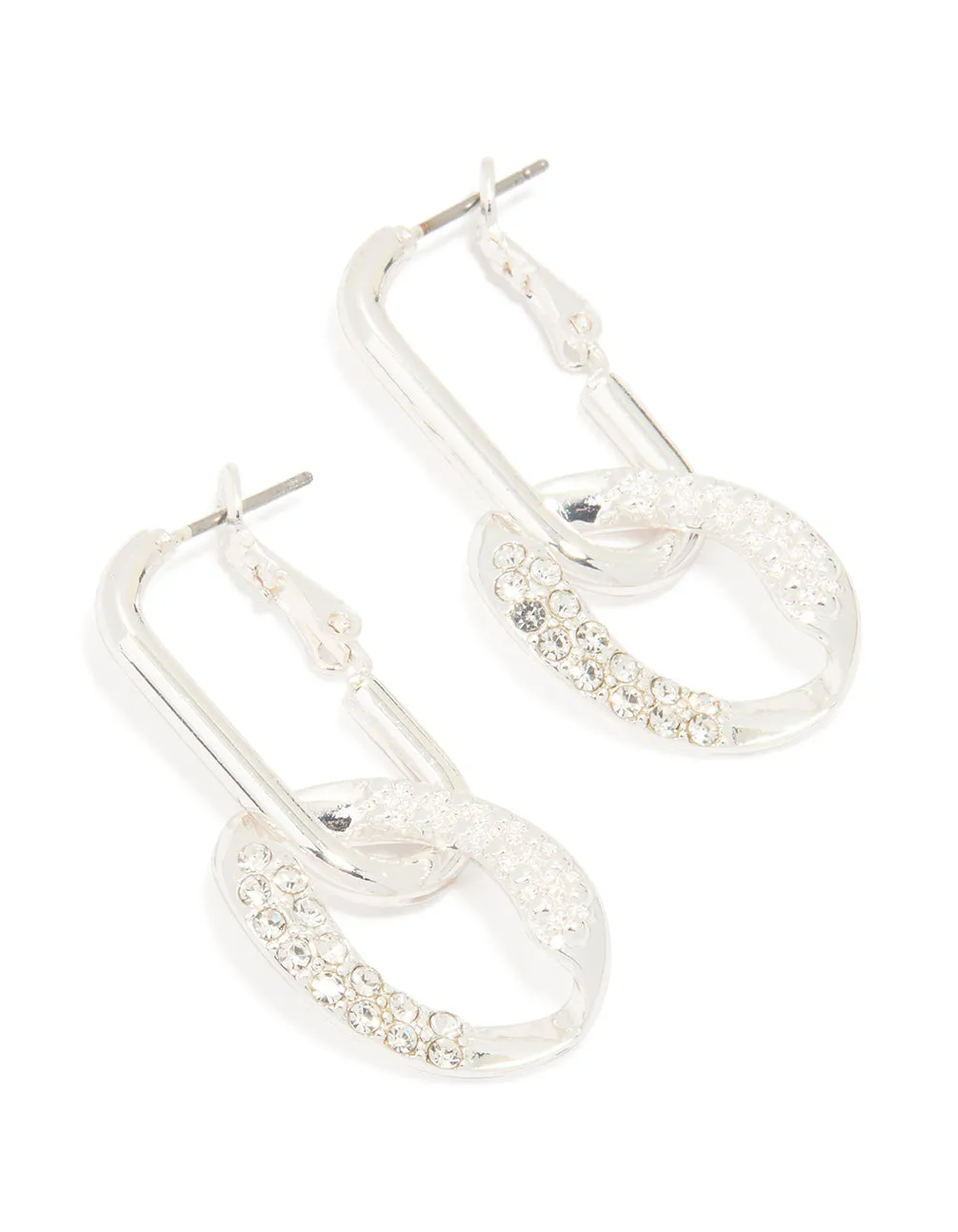 Silver Diamante Loop Drop Earrings sold by lovisa