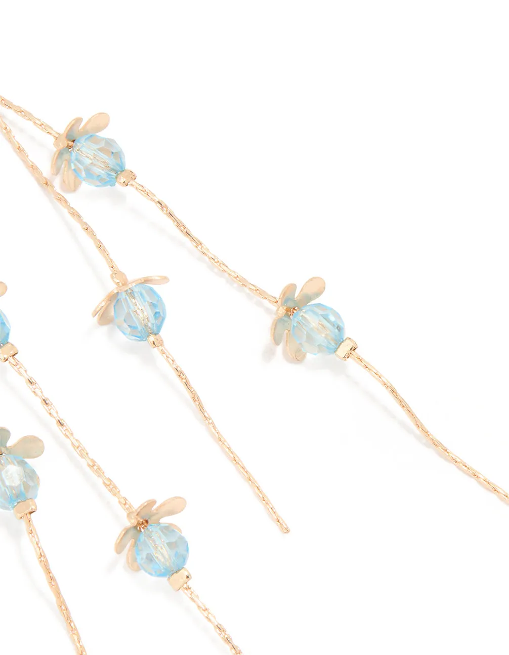Gold Blue Beaded Flower Chain Drop Earrings sold by lovisa product image thumbnail 3