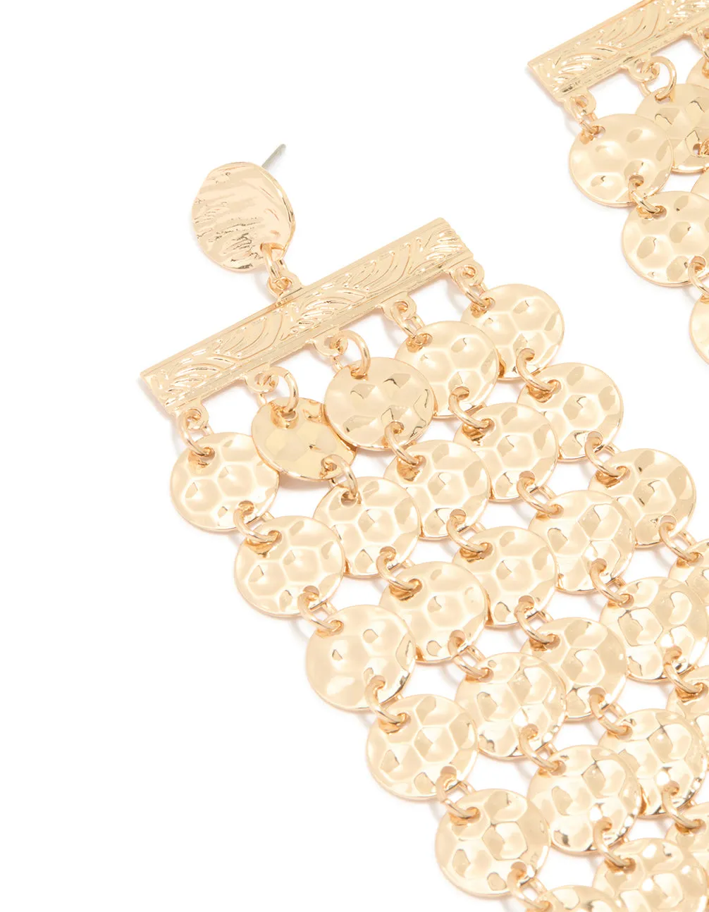 Gold Hammered Disc Chandelier Earrings sold by lovisa product image thumbnail 2