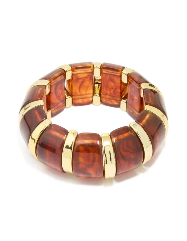 Gold Brown Acrylic Bangle sold by lovisa