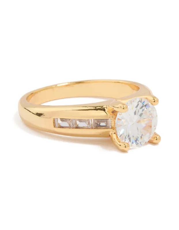 Gold Plated Cubic Zirconia Round Band Ring sold by lovisa