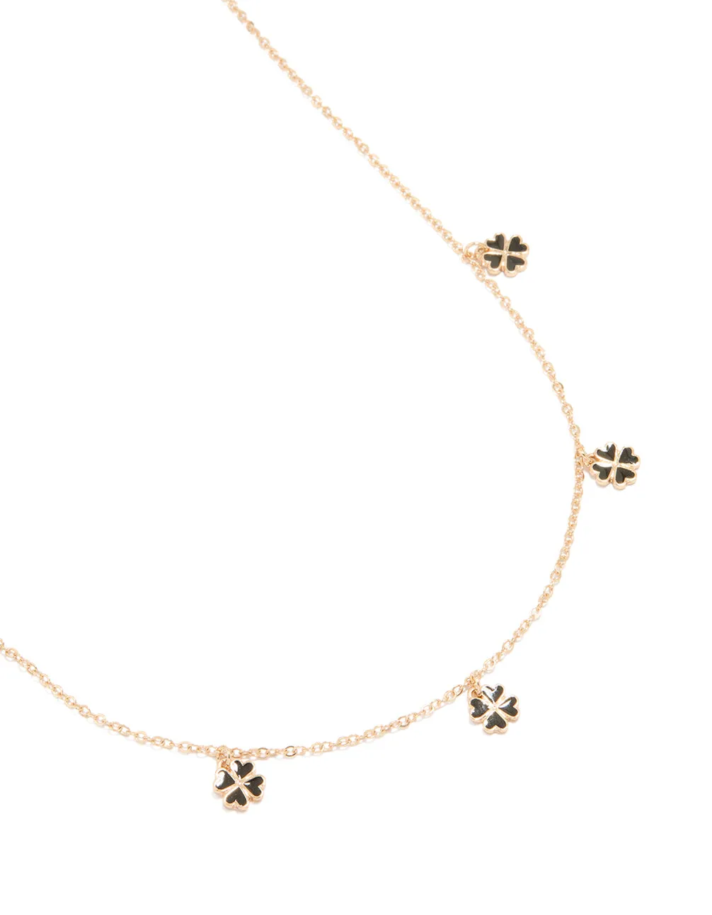 Gold & Black Clovers Necklace sold by lovisa