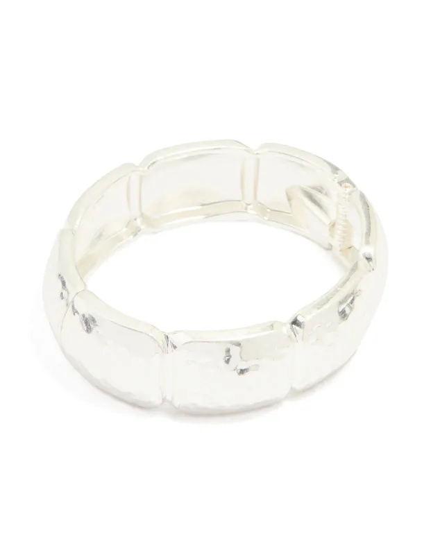 Silver Hammered Rectangle Bangle sold by lovisa