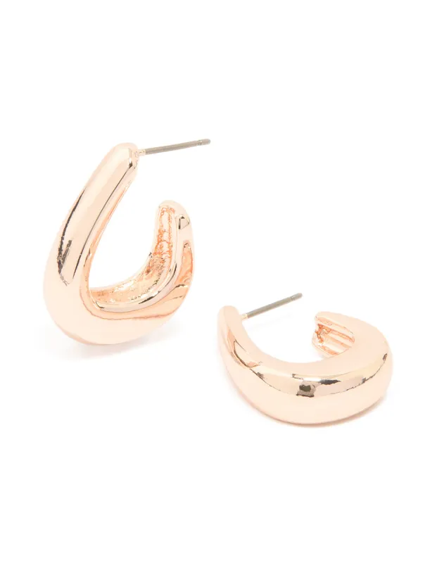 Rose Gold Long Hoop Earrings sold by lovisa
