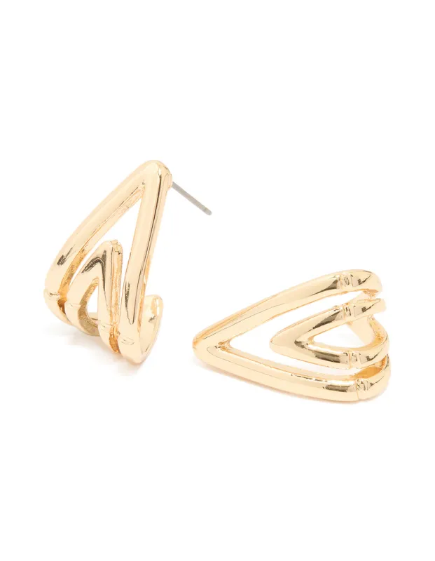 Gold Double V-Shape Hoop Earrings sold by lovisa
