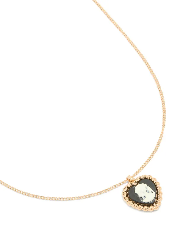 Gold Heart Cameo Necklace sold by lovisa