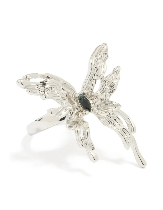 Silver Gothic Butterfly Ring sold by lovisa