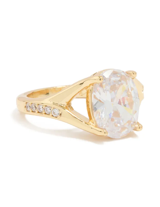 Gold Plated Cubic Zirconia Oval Ring sold by lovisa