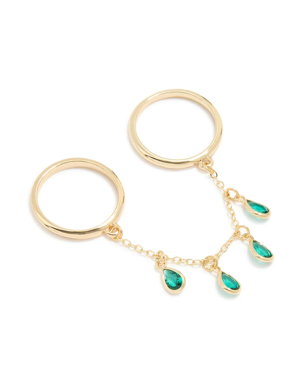 Gold Plated Emerald Cubic Zirconia Drop Ring sold by lovisa