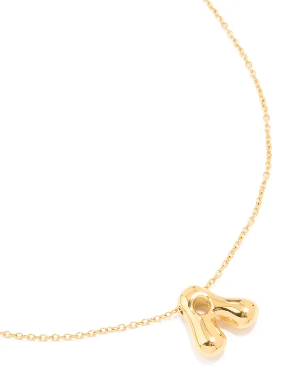 Waterproof Gold Plated Stainless Steel Large Bubble Letter A Necklace sold by lovisa