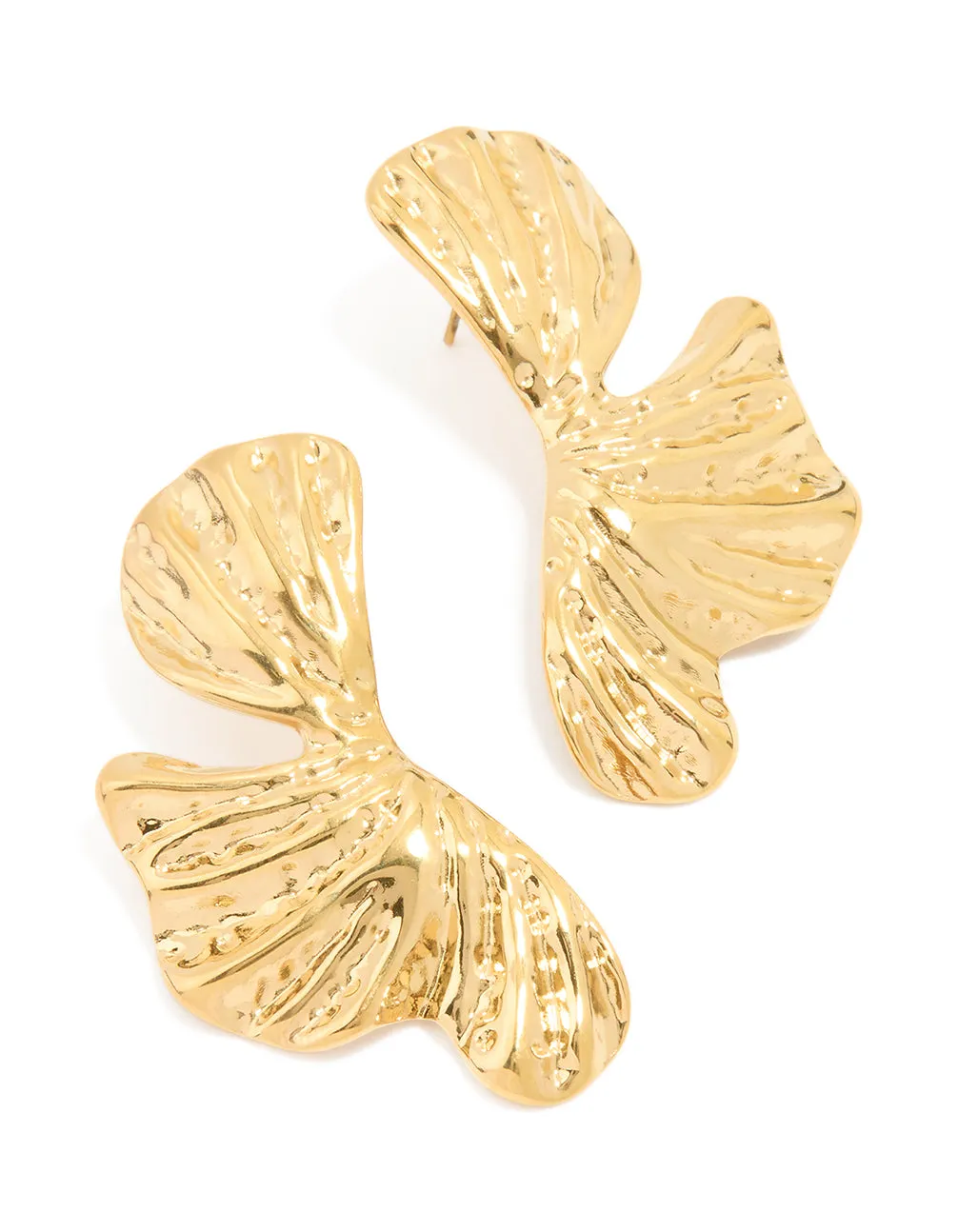 Waterproof Gold Plated Stainless Steel Molten Floral Stud Earrings sold by lovisa