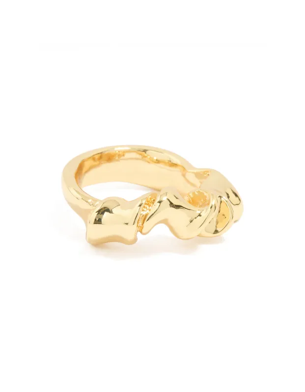 Gold Plated Swirl Twist Ring sold by lovisa