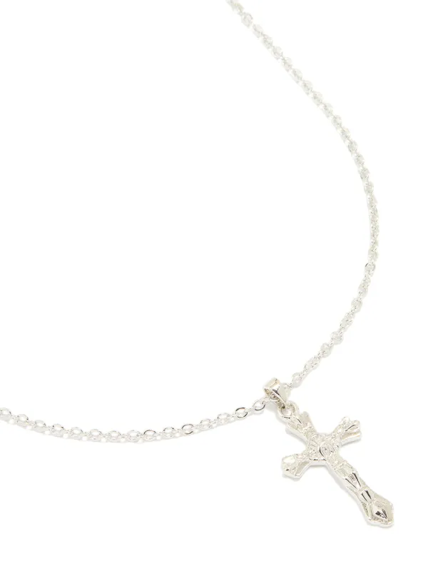 Silver Molten Cross Pendant Necklace sold by lovisa