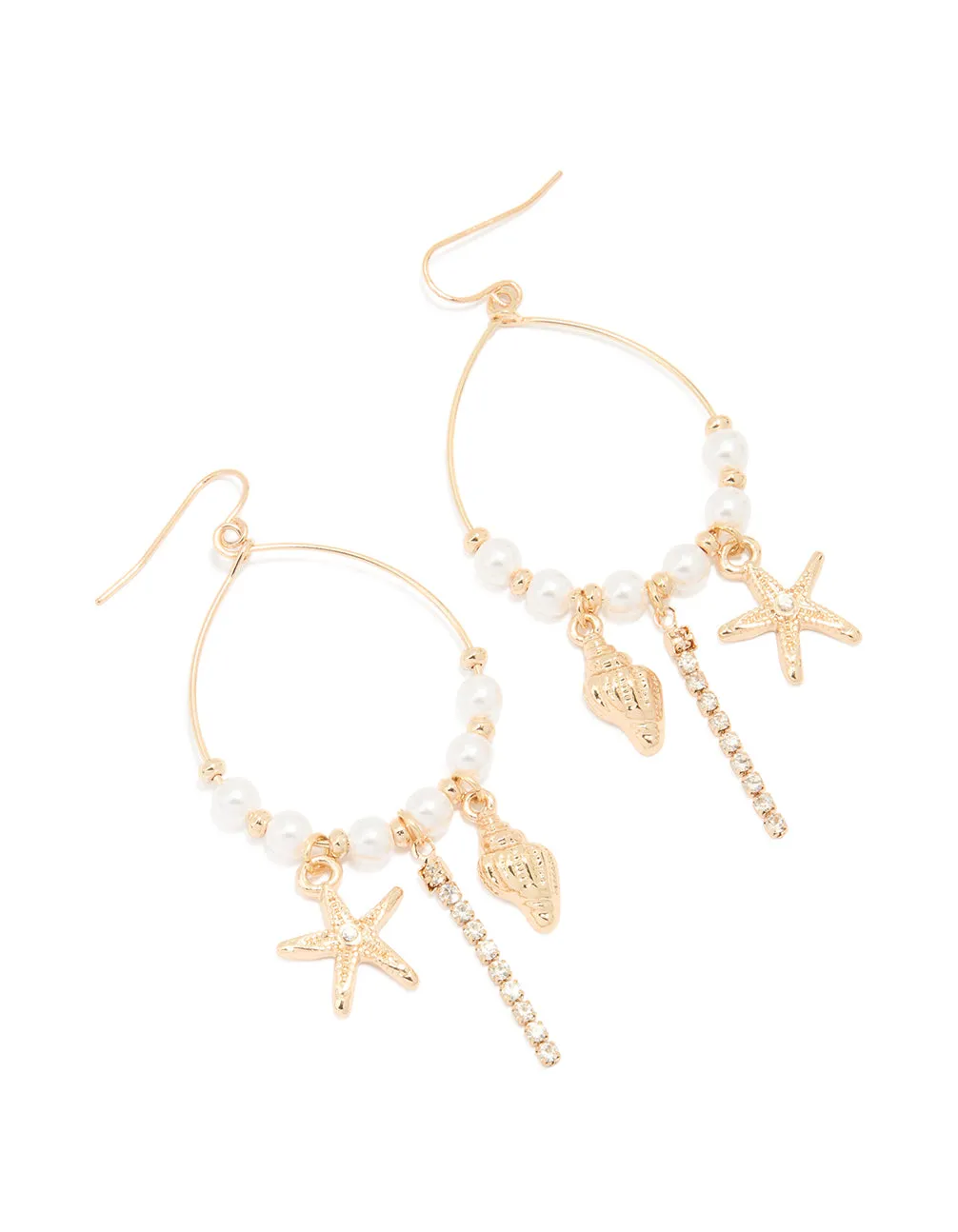 Gold Beaded Pearl Sea Drop Earrings sold by lovisa