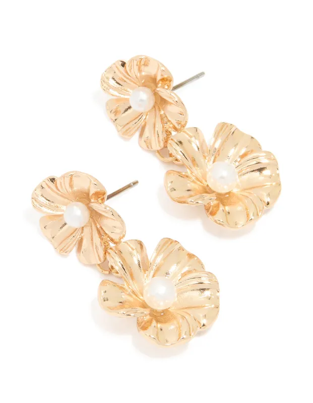 Gold Diamante Doorknocker Rectangle Stud Earrings sold by lovisa