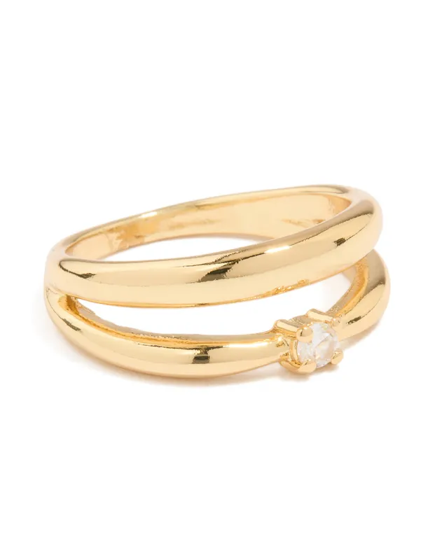 Gold Plated Cubic Zirconia Multirow Ring sold by lovisa