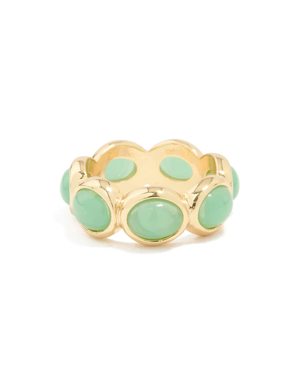 Gold Plated Green Semi Precious Stones Circle Ring sold by lovisa