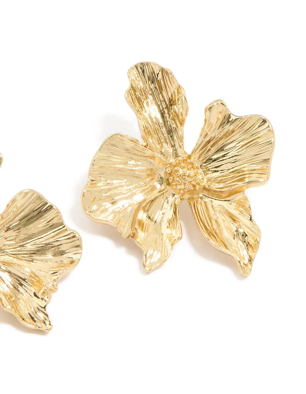 Gold Plated Organic Textured Flower Stud Earrings sold by lovisa product image thumbnail 3