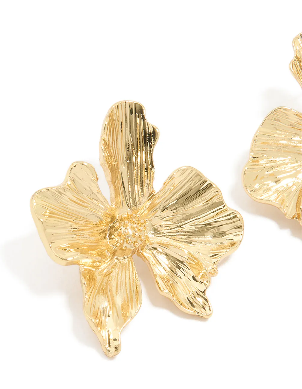 Gold Plated Organic Textured Flower Stud Earrings sold by lovisa product image thumbnail 2