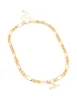 Gold Plated Thick Figaro Bar Necklace sold by lovisa