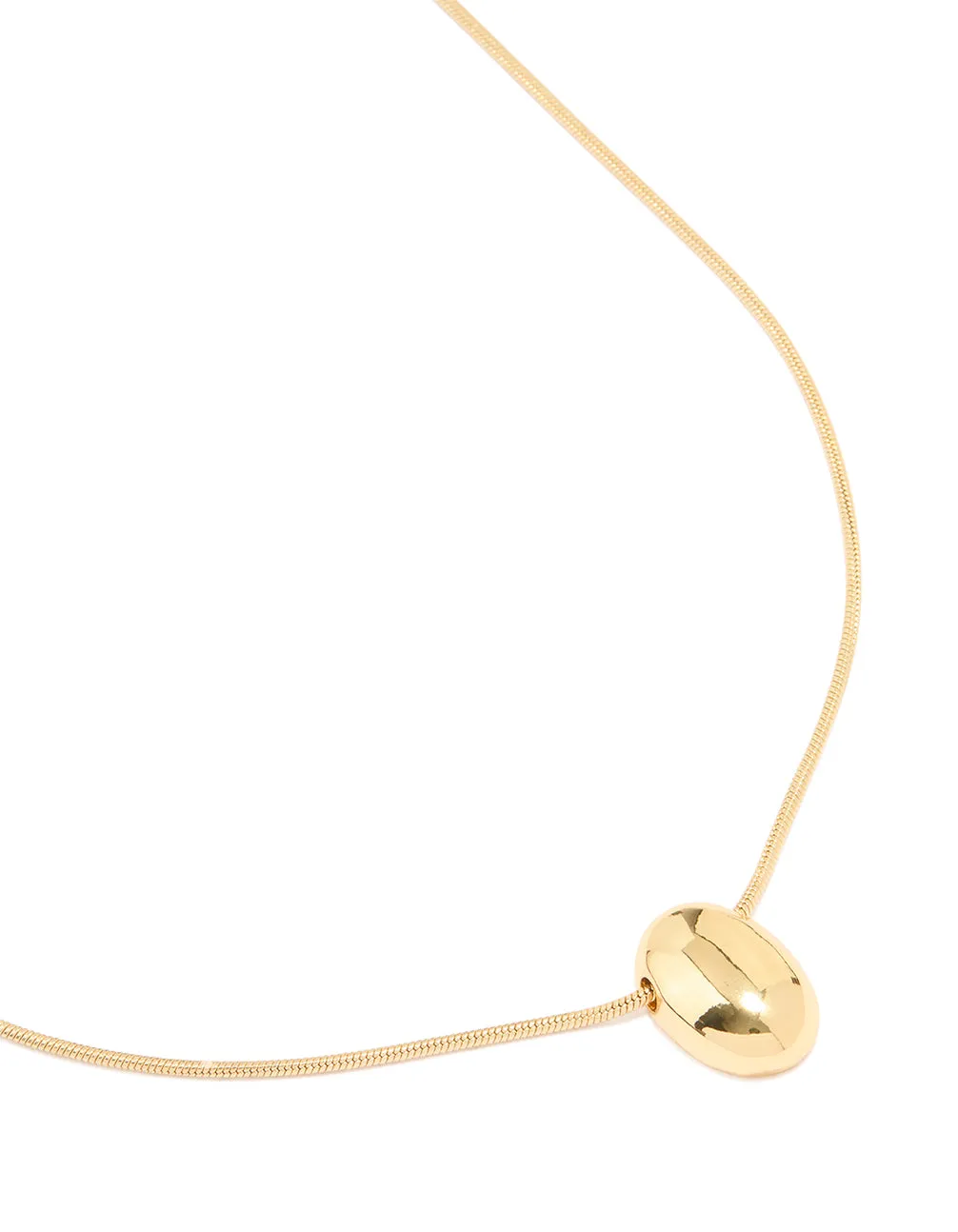 Gold Plated Snake Chain Small Oval Pendant Necklace sold by lovisa