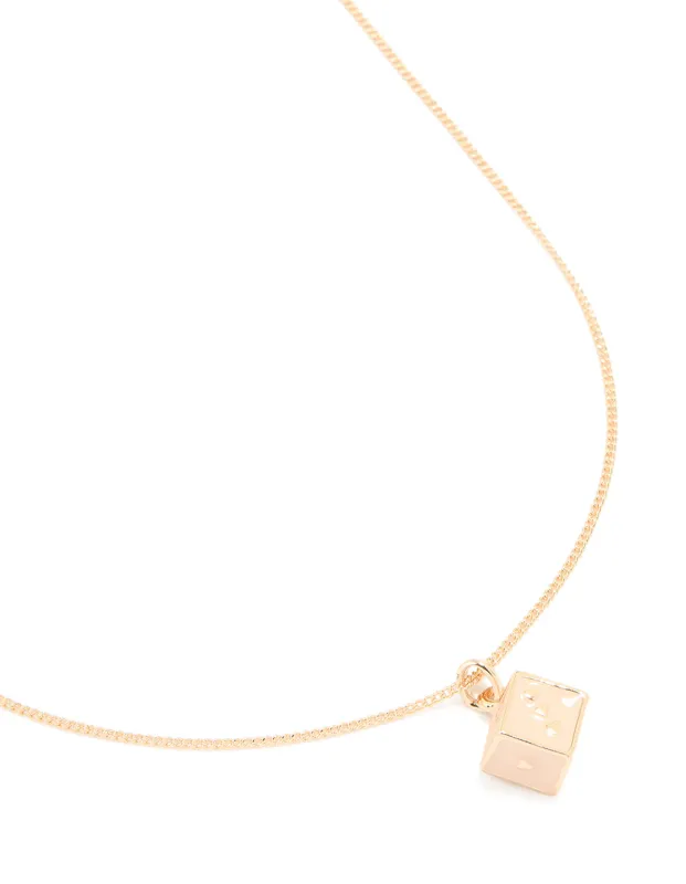 Gold Pink Dice Mini Pendant Necklace sold by lovisa