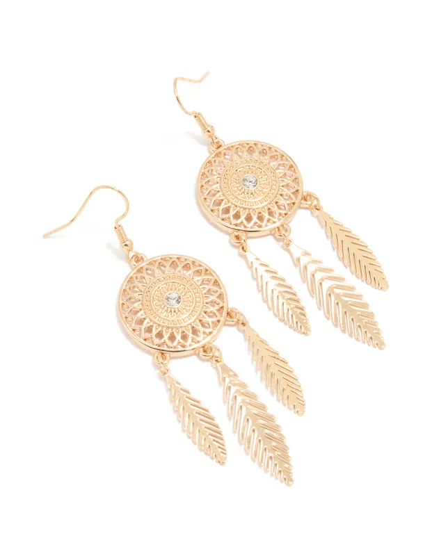 Gold Mini Dreamcatcher Earrings sold by lovisa