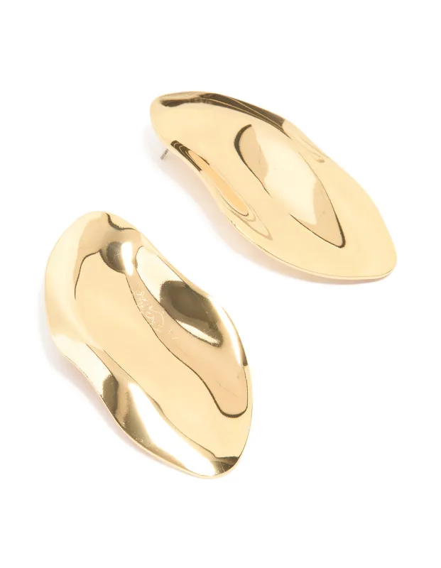 Gold Plated Large Oval Wrapped Organic Earrings sold by lovisa